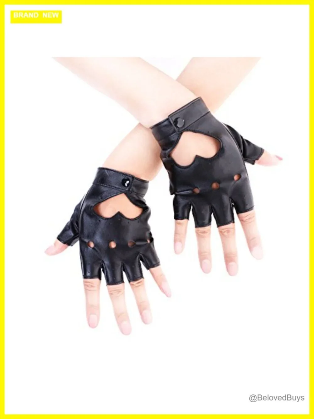 Women's Punk Half Finger PU Leather Performance Gloves for Halloween Cosplay
